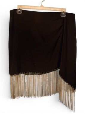 Zara Black Asymmetric Mini Skirt with Rhinestones